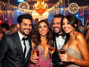 Cupluri celebre surprinzătoare la o petrecere elegantă.