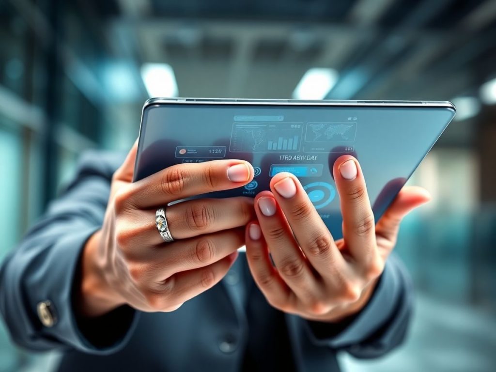 Celebrități utilizând variate gadgeturi futuriste.