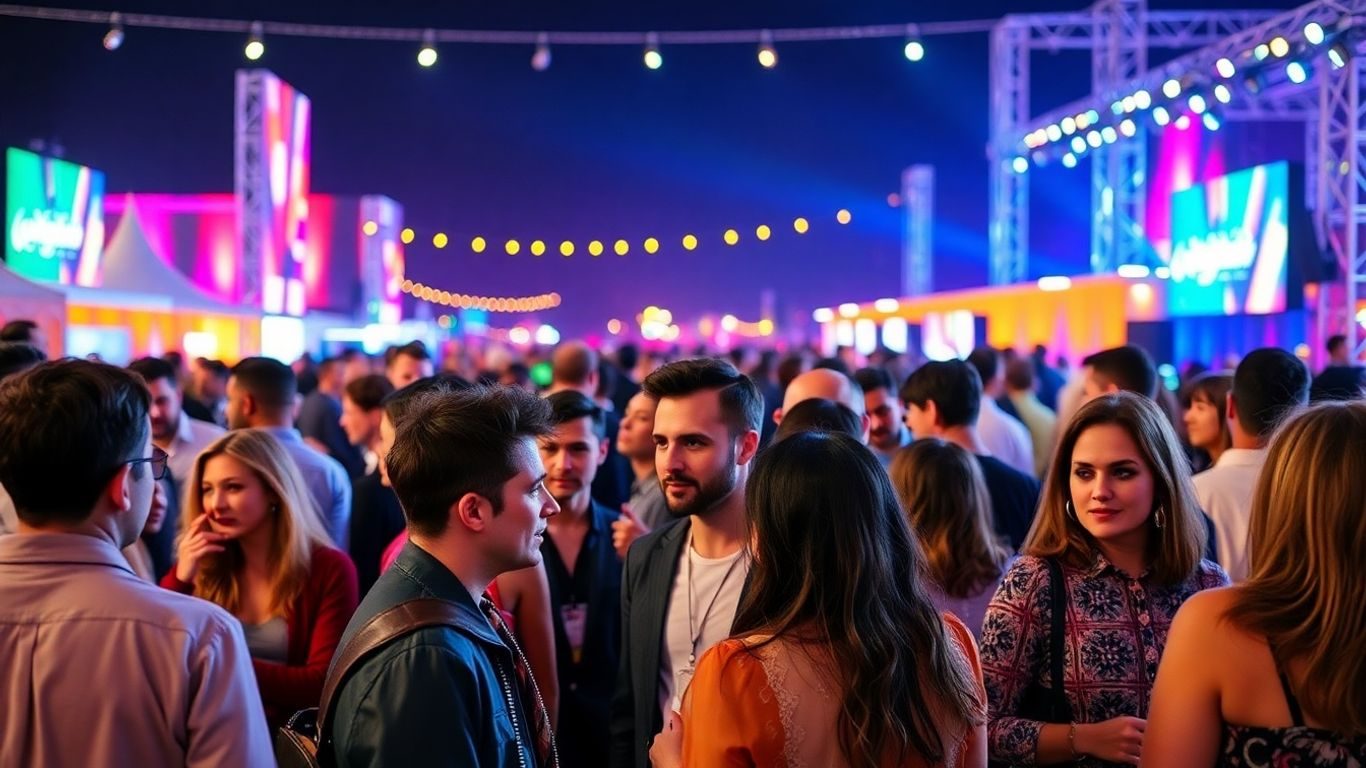 Vedete la festival internațional, atmosferă vibrantă.