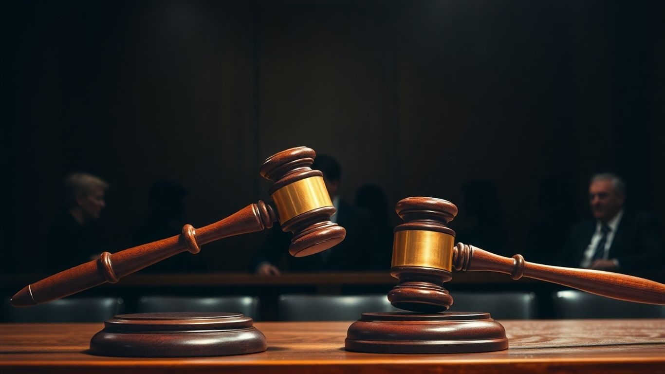 Vedete în sala de judecată, ciocanul judecătorului.